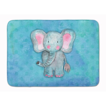 Carolines Treasures Blue Elepant Watercolor Machine Washable Memory Foam Mat BB7372RUG